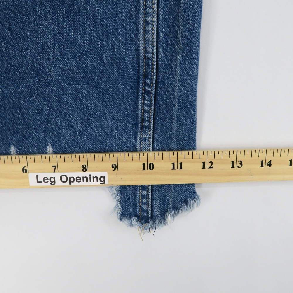 We The Free Straight Up Baggy Jeans Womens 30 Blue Wide Leg High Rise Raw Hem - Picture 8 of 11